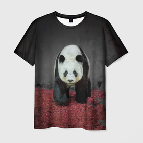 Мужская футболка 3D с принтом ПАНДА в Курске, 100% полиэфир | прямой крой, круглый вырез горловины, длина до линии бедер | panda | большая | в зоопарке | забавная | медведь | милая | панда | пандочка