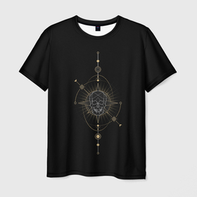Мужская футболка 3D с принтом Череп в Екатеринбурге, 100% полиэфир | прямой крой, круглый вырез горловины, длина до линии бедер | асторономия | звёзды | космос | планеты | узоры | череп