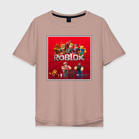 Мужская футболка хлопок Oversize с принтом Roblox в Петрозаводске, 100% хлопок | свободный крой, круглый ворот, “спинка” длиннее передней части | roblox | studio | игра | игрок | игроман | купить | роблокс