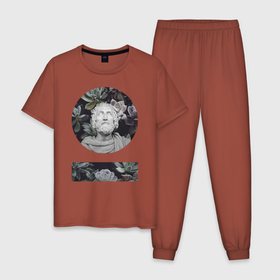 Мужская пижама хлопок с принтом Z22.1 в Курске, 100% хлопок | брюки и футболка прямого кроя, без карманов, на брюках мягкая резинка на поясе и по низу штанин
 | геометрия | коллаж | круг | растительность | статуя | цветы