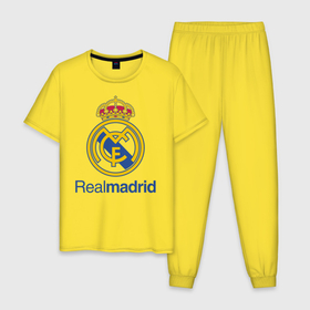 Мужская пижама хлопок с принтом Real Madrid FC в Екатеринбурге, 100% хлопок | брюки и футболка прямого кроя, без карманов, на брюках мягкая резинка на поясе и по низу штанин
 | barcelona | club | creamy | fc | soccer | spanish | whites | барселона | белые | испанский | клуб | сливочные | фк | футбол | футбольный