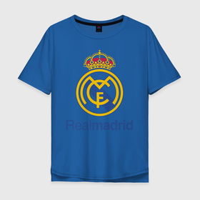 Мужская футболка хлопок Oversize с принтом Real Madrid FC в Новосибирске, 100% хлопок | свободный крой, круглый ворот, “спинка” длиннее передней части | barcelona | club | creamy | fc | soccer | spanish | whites | барселона | белые | испанский | клуб | сливочные | фк | футбол | футбольный