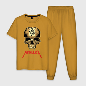 Мужская пижама хлопок с принтом Metallica в Новосибирске, 100% хлопок | брюки и футболка прямого кроя, без карманов, на брюках мягкая резинка на поясе и по низу штанин
 | american | heavy metal | los angeles | metal band | metallica | music | thrash metal | американская | лос анджелес | метал группа | металлика | музыка | трэш метал | трэш металл | хеви метал