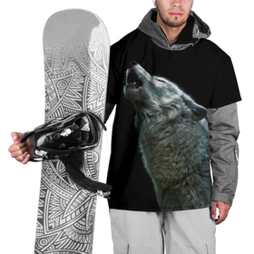 Накидка на куртку 3D с принтом Воющий волк в Курске, 100% полиэстер |  | Тематика изображения на принте: ауф | волк | воющий волк | животное | зверь