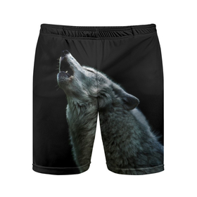 Мужские шорты спортивные с принтом Воющий волк в Санкт-Петербурге,  |  | ауф | волк | воющий волк | животное | зверь