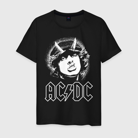 Мужская футболка хлопок с принтом AC DC Angus в Екатеринбурге, 100% хлопок | прямой крой, круглый вырез горловины, длина до линии бедер, слегка спущенное плечо. | Тематика изображения на принте: 