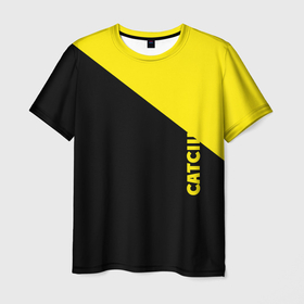 Мужская футболка 3D с принтом CATCIII в Новосибирске, 100% полиэфир | прямой крой, круглый вырез горловины, длина до линии бедер | black | catciii | lol | orange | text | tshirt