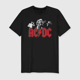 Мужская футболка хлопок Slim с принтом AC DC , 92% хлопок, 8% лайкра | приталенный силуэт, круглый вырез ворота, длина до линии бедра, короткий рукав | ac dc | australian | hard rock | music | rock | rock band | rocknroll | sydney | австралийская | музыка | рок | рок группа | рок н ролл | сидней | хард рок