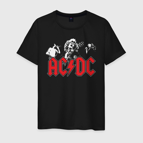 Мужская футболка хлопок с принтом AC DC в Новосибирске, 100% хлопок | прямой крой, круглый вырез горловины, длина до линии бедер, слегка спущенное плечо. | ac dc | australian | hard rock | music | rock | rock band | rocknroll | sydney | австралийская | музыка | рок | рок группа | рок н ролл | сидней | хард рок