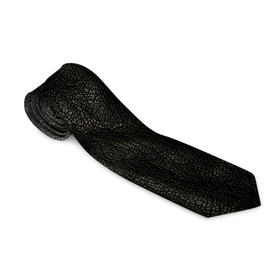 Галстук 3D с принтом Черная кожа в Тюмени, 100% полиэстер | Длина 148 см; Плотность 150-180 г/м2 | Тематика изображения на принте: кожа | кожанка | косуха | рельеф | складки | текстура | черный