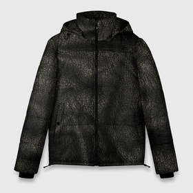 Мужская зимняя куртка 3D с принтом Черная кожа в Белгороде, верх — 100% полиэстер; подкладка — 100% полиэстер; утеплитель — 100% полиэстер | длина ниже бедра, свободный силуэт Оверсайз. Есть воротник-стойка, отстегивающийся капюшон и ветрозащитная планка. 

Боковые карманы с листочкой на кнопках и внутренний карман на молнии. | кожа | кожанка | косуха | рельеф | складки | текстура | черный