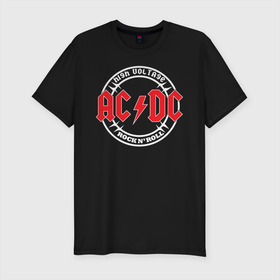 Мужская футболка хлопок Slim с принтом AC DC , 92% хлопок, 8% лайкра | приталенный силуэт, круглый вырез ворота, длина до линии бедра, короткий рукав | ac dc | australian | hard rock | music | rock | rock band | rocknroll | sydney | австралийская | музыка | рок | рок группа | рок н ролл | сидней | хард рок