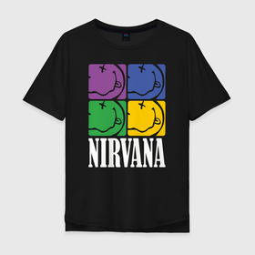 Мужская футболка хлопок Oversize с принтом Nirvana в Белгороде, 100% хлопок | свободный крой, круглый ворот, “спинка” длиннее передней части | alternative rock | american | grunge | music | nirvana | rock | rock band | usa | альтернативный рок | американская | гранж | музыка | рок | рок группа | сша