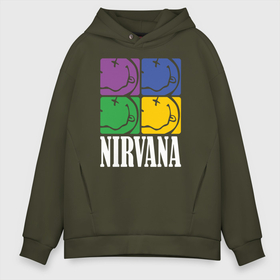 Мужское худи Oversize хлопок с принтом Nirvana в Санкт-Петербурге, френч-терри — 70% хлопок, 30% полиэстер. Мягкий теплый начес внутри —100% хлопок | боковые карманы, эластичные манжеты и нижняя кромка, капюшон на магнитной кнопке | alternative rock | american | grunge | music | nirvana | rock | rock band | usa | альтернативный рок | американская | гранж | музыка | рок | рок группа | сша