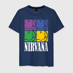 Мужская футболка хлопок с принтом Nirvana , 100% хлопок | прямой крой, круглый вырез горловины, длина до линии бедер, слегка спущенное плечо. | alternative rock | american | grunge | music | nirvana | rock | rock band | usa | альтернативный рок | американская | гранж | музыка | рок | рок группа | сша