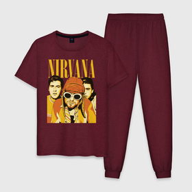 Мужская пижама хлопок с принтом Nirvana в Тюмени, 100% хлопок | брюки и футболка прямого кроя, без карманов, на брюках мягкая резинка на поясе и по низу штанин
 | alternative rock | american | grunge | music | nirvana | rock | rock band | usa | альтернативный рок | американская | гранж | музыка | рок | рок группа | сша