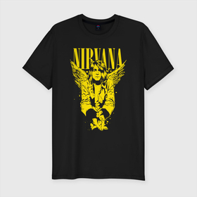 Мужская футболка хлопок Slim с принтом NIRVANA в Тюмени, 92% хлопок, 8% лайкра | приталенный силуэт, круглый вырез ворота, длина до линии бедра, короткий рукав | nirvana | nirvana smells like | rock | teen spirit | курт кобейн | нирвана | песни | рок.