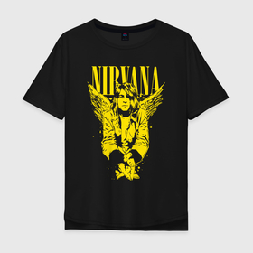 Мужская футболка хлопок Oversize с принтом NIRVANA в Новосибирске, 100% хлопок | свободный крой, круглый ворот, “спинка” длиннее передней части | nirvana | nirvana smells like | rock | teen spirit | курт кобейн | нирвана | песни | рок.