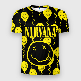 Мужская футболка 3D Slim с принтом NIRVANA , 100% полиэстер с улучшенными характеристиками | приталенный силуэт, круглая горловина, широкие плечи, сужается к линии бедра | nirvana | nirvana smells like | rock | teen spirit | курт кобейн | нирвана | песни | рок.