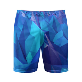 Мужские шорты спортивные с принтом NEON CRYSTALLS в Новосибирске,  |  | алмазы | блеск | кристаллы | монотонный цвет | неоновый принт | переливание цветов | синий цвет