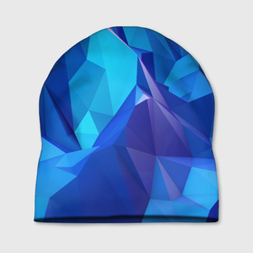 Шапка 3D с принтом NEON CRYSTALLS , 100% полиэстер | универсальный размер, печать по всей поверхности изделия | Тематика изображения на принте: алмазы | блеск | кристаллы | монотонный цвет | неоновый принт | переливание цветов | синий цвет