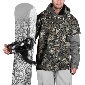 Накидка на куртку 3D с принтом Камуфляж Амонг Ас , 100% полиэстер |  | among | imposter | impostor | амонг ас | импостер | милитари | паттерн | хаки