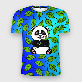Мужская футболка 3D спортивная с принтом Панда , 100% полиэстер с улучшенными характеристиками | приталенный силуэт, круглая горловина, широкие плечи, сужается к линии бедра | baby | bear | kawaii | teddy | бамбук | ветки | животные | игрушка | каваи | китай | коала | листья | малыш | медведь | медвежата | медвежонок | мультяшный | панда | пандочка | плюшевый | подарок | природа | пушистый
