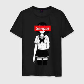 Мужская футболка хлопок с принтом Senpai , 100% хлопок | прямой крой, круглый вырез горловины, длина до линии бедер, слегка спущенное плечо. | cartoon | girl | japanese | senpai | softcore | tv series | аниме | девочка | мультфильм | сериал | японский