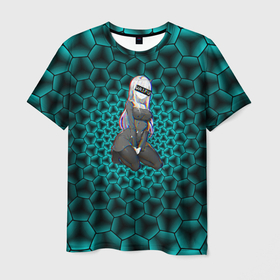 Мужская футболка 3D с принтом Anime шестиугольники в Санкт-Петербурге, 100% полиэфир | прямой крой, круглый вырез горловины, длина до линии бедер | anime | axegao | senpai | waifu | аниме | анимэ | атака титанов | ахегао | вайфу | лоли | лоликон | люблю аниме | неко | нэко | сенпай | токийский гуль | хазбандо