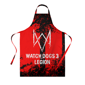 Фартук 3D с принтом Watch Dogs: Legion. в Белгороде, 100% полиэстер | общий размер — 65 х 85 см, ширина нагрудника — 26 см, горловина — 53 см, длина завязок — 54 см, общий обхват в поясе — 173 см. Принт на завязках и на горловине наносится с двух сторон, на основной части фартука — только с внешней стороны | esport | games | watch dogs: legion | боевик | вотч догс легион | игроки | игролюбители | игроманы | игры | киберспорт | сторожевые псы | эйден пирс