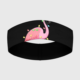 Повязка на голову 3D с принтом Новогодний Фламинго в Курске,  |  | 2021 | гирлянда | год быка | дед мороз | новогодний | новогодняя | новый год | птица | рождество | розовый фламинго | с новым годом | фламинго