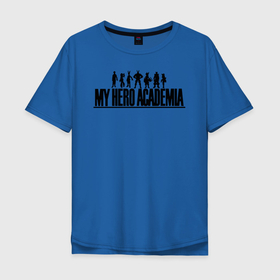 Мужская футболка хлопок Oversize с принтом Моя геройская академия в Санкт-Петербурге, 100% хлопок | свободный крой, круглый ворот, “спинка” длиннее передней части | my hero academia | академия | аниме | всемогущий | дэку | идзуку мидория | каттян | кацуки бакуго | лого | май хиро академи | манга | моя геройская академия | надпись | сёто тодороки | символ | студент