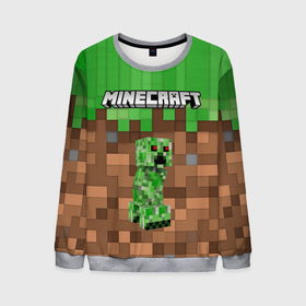 Мужской свитшот 3D с принтом MineCraft | Крипер в городе Новоалтайск, 100% полиэстер с мягким внутренним слоем | круглый вырез горловины, мягкая резинка на манжетах и поясе, свободная посадка по фигуре | game | minecraft | игры | маинкрафт | майн | майнкравт | майнкрафт