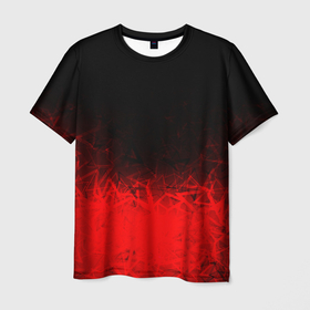 Мужская футболка 3D с принтом КРАСНО-ЧЕРНЫЙ ГРАДИЕНТ в Белгороде, 100% полиэфир | прямой крой, круглый вырез горловины, длина до линии бедер | black | blood | fire | red | stars | градиент | звезды | красный | кровь | огонь | текстуры | узор | черный