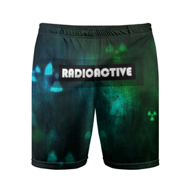 Мужские шорты спортивные с принтом RADIOACTIVE в Белгороде,  |  | значок радиации | металл текстура | метро | радиация | сталкер