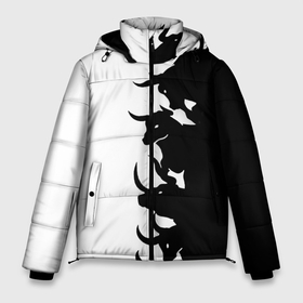 Мужская зимняя куртка 3D с принтом Символ 2021 Год Быка в Новосибирске, верх — 100% полиэстер; подкладка — 100% полиэстер; утеплитель — 100% полиэстер | длина ниже бедра, свободный силуэт Оверсайз. Есть воротник-стойка, отстегивающийся капюшон и ветрозащитная планка. 

Боковые карманы с листочкой на кнопках и внутренний карман на молнии. | 2021 | bull | bulls | christmas | new year | бык | быка | быки | год | год быка | гороскоп | новый год | новыйгод | подарок.символ года | символ 2021 | символ новый год