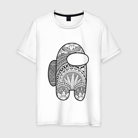 Мужская футболка хлопок с принтом Among us в Тюмени, 100% хлопок | прямой крой, круглый вырез горловины, длина до линии бедер, слегка спущенное плечо. | among us | impostors | графика | грифель | линии | цветы | эмонгас