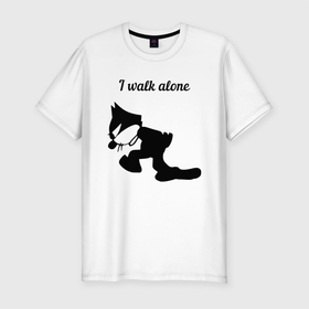 Мужская футболка хлопок Slim с принтом Гуляю сам по себе в Новосибирске, 92% хлопок, 8% лайкра | приталенный силуэт, круглый вырез ворота, длина до линии бедра, короткий рукав | felix | felix the cat | мультяшные коты | феликс