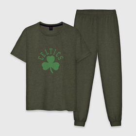 Мужская пижама хлопок с принтом Boston Celtics в Белгороде, 100% хлопок | брюки и футболка прямого кроя, без карманов, на брюках мягкая резинка на поясе и по низу штанин
 | Тематика изображения на принте: boston | boston celtics | celtics | nba | баскетбол | бостон | бостон селтикс | нба | селтикс