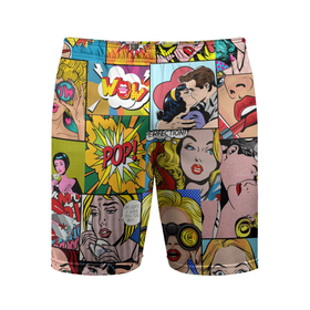 Мужские шорты спортивные с принтом Pop Art ,  |  | pop art | wow | девушки | искусство | поп арт | стиль