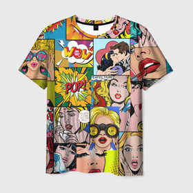 Мужская футболка 3D с принтом Pop Art в Екатеринбурге, 100% полиэфир | прямой крой, круглый вырез горловины, длина до линии бедер | pop art | wow | девушки | искусство | поп арт | стиль