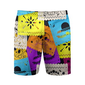Мужские шорты спортивные с принтом Color pattern ,  |  | Тематика изображения на принте: flower | hat | hipster | skull | узор | хипстер | цветок | череп | шляпа