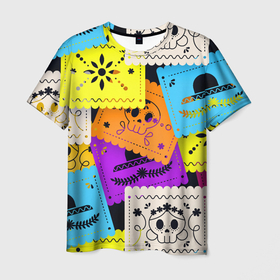 Мужская футболка 3D с принтом Color pattern в Курске, 100% полиэфир | прямой крой, круглый вырез горловины, длина до линии бедер | flower | hat | hipster | skull | узор | хипстер | цветок | череп | шляпа
