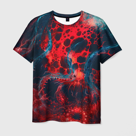 Мужская футболка 3D с принтом Гигантский космический монстр в Курске, 100% полиэфир | прямой крой, круглый вырез горловины, длина до линии бедер | абстракция | арт | космос | монстр | огонь | планета | чудовище | щупальца