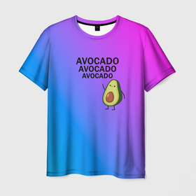 Мужская футболка 3D с принтом Авокадо в Кировске, 100% полиэфир | прямой крой, круглый вырез горловины, длина до линии бедер | авокадо | веган | градиент | зелень | зож | лето | овощи | фрукты | экзотика