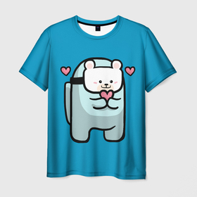 Мужская футболка 3D с принтом Nyan Cat (Among Us) , 100% полиэфир | прямой крой, круглый вырез горловины, длина до линии бедер | among | among us | cat | cats | crewmate | game | impistor | nyan | space | us | vote | выживший | игра | космос | кот | котейка | котэ | кошка | кэт | невиновный | нян | предатель | самозванец | сердечки | сердечко | сердца | сердце