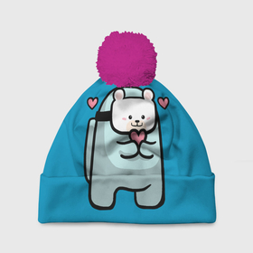 Шапка 3D c помпоном с принтом Nyan Cat (Among Us) в Санкт-Петербурге, 100% полиэстер | универсальный размер, печать по всей поверхности изделия | among | among us | cat | cats | crewmate | game | impistor | nyan | space | us | vote | выживший | игра | космос | кот | котейка | котэ | кошка | кэт | невиновный | нян | предатель | самозванец | сердечки | сердечко | сердца | сердце