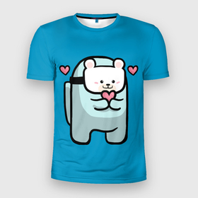 Мужская футболка 3D спортивная с принтом Nyan Cat (Among Us) в Курске, 100% полиэстер с улучшенными характеристиками | приталенный силуэт, круглая горловина, широкие плечи, сужается к линии бедра | among | among us | cat | cats | crewmate | game | impistor | nyan | space | us | vote | выживший | игра | космос | кот | котейка | котэ | кошка | кэт | невиновный | нян | предатель | самозванец | сердечки | сердечко | сердца | сердце