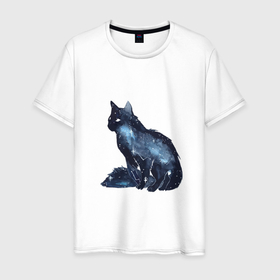 Мужская футболка хлопок с принтом Космический кот , 100% хлопок | прямой крой, круглый вырез горловины, длина до линии бедер, слегка спущенное плечо. | cat | galaxy | space | stars | галактика | звезды | космос | кот | туманность
