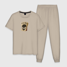 Мужская пижама хлопок с принтом НЛО в Тюмени, 100% хлопок | брюки и футболка прямого кроя, без карманов, на брюках мягкая резинка на поясе и по низу штанин
 | нло | пришельцы
